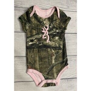 Browning Baby Girl Camo Camouflage Onesie Bodysuit Clothes Outfit, Size 6 months
